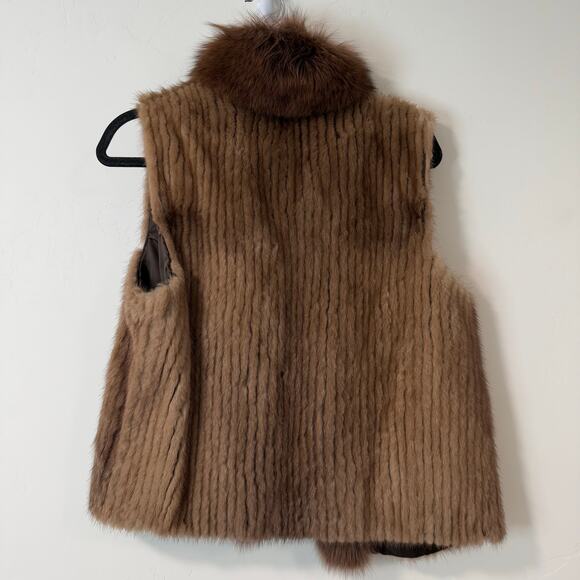 Scandinavian Fur Company Women's Real Fur Vest Brown Small Penny Lane Collar - Picture 2 of 7